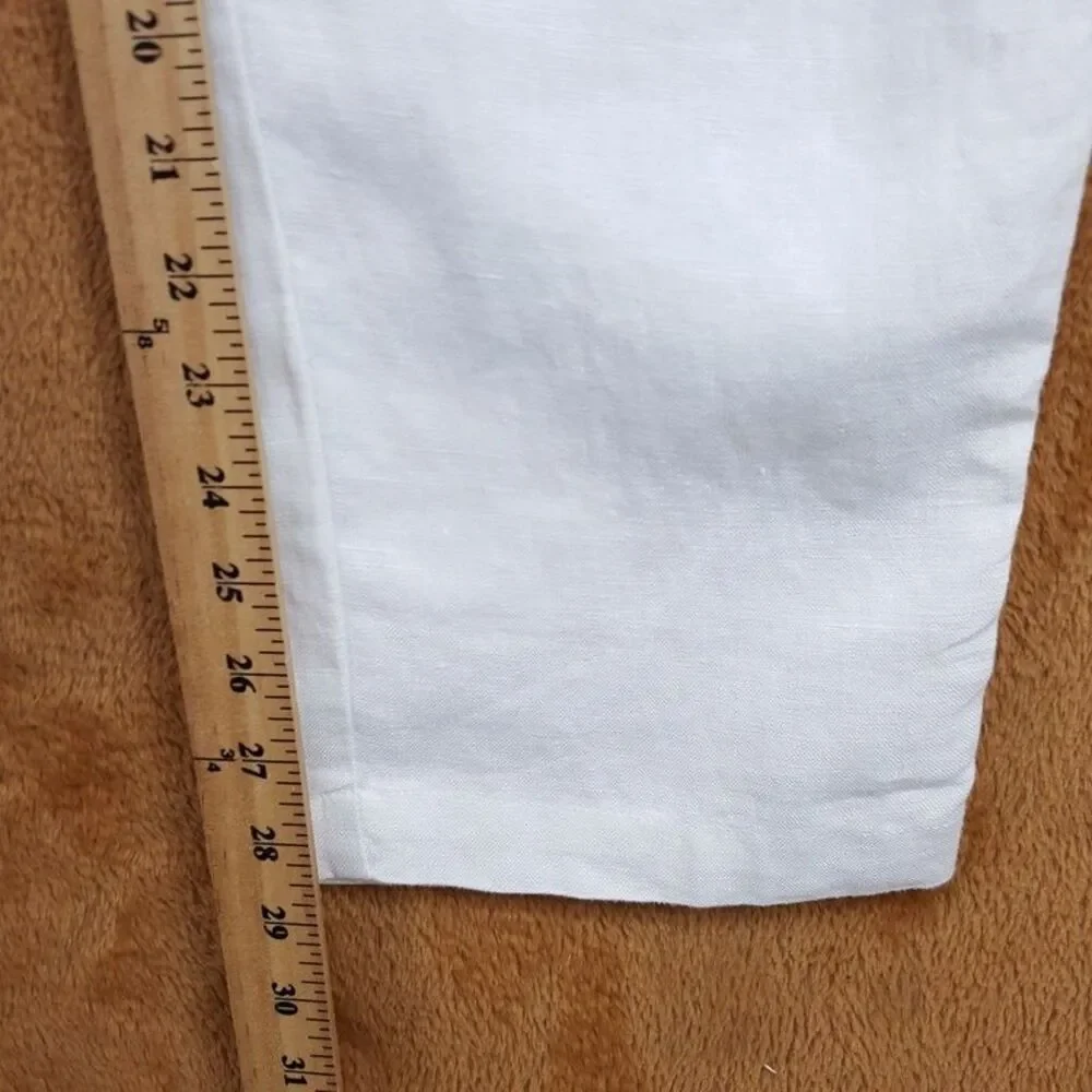 Cotton On Pants Mens Small White Drawstring 100% Linen Tapered Leg Pant